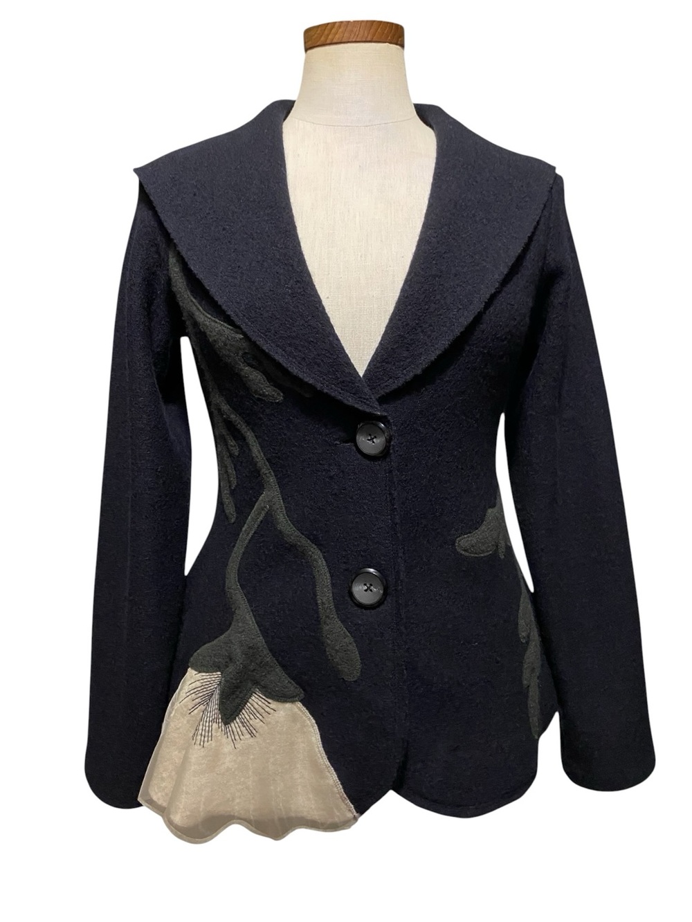Anthropologie Rosie Neira Moonflower Wool Sweater Jacket M Boho Chic Whimsical